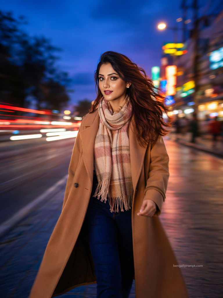 Night Picture - Women – woman (the reference image given) walking toward