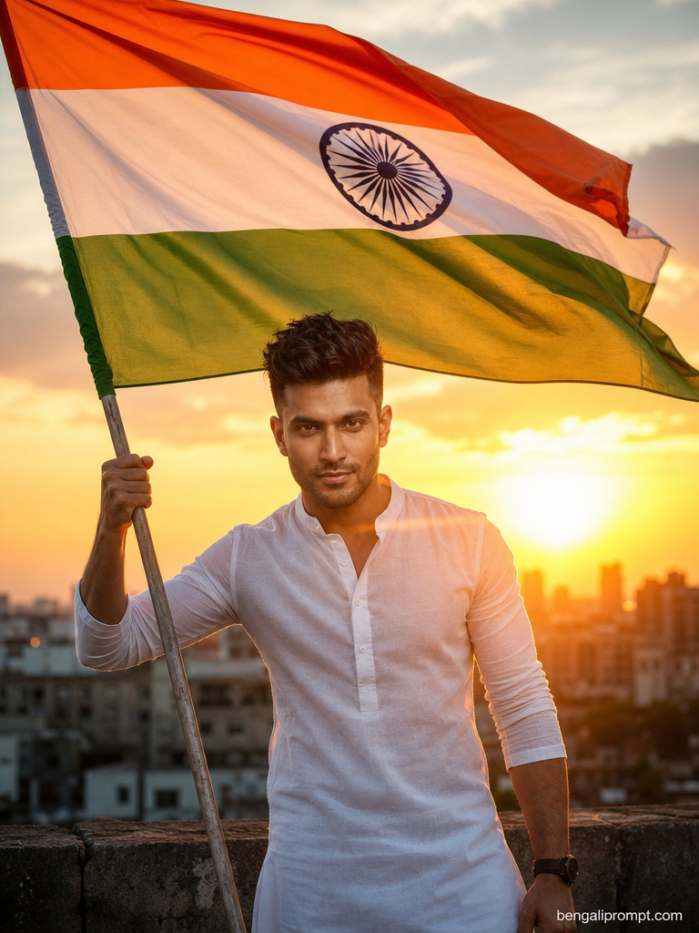 Independence day – Ultra-realistic photo of a young Indian person