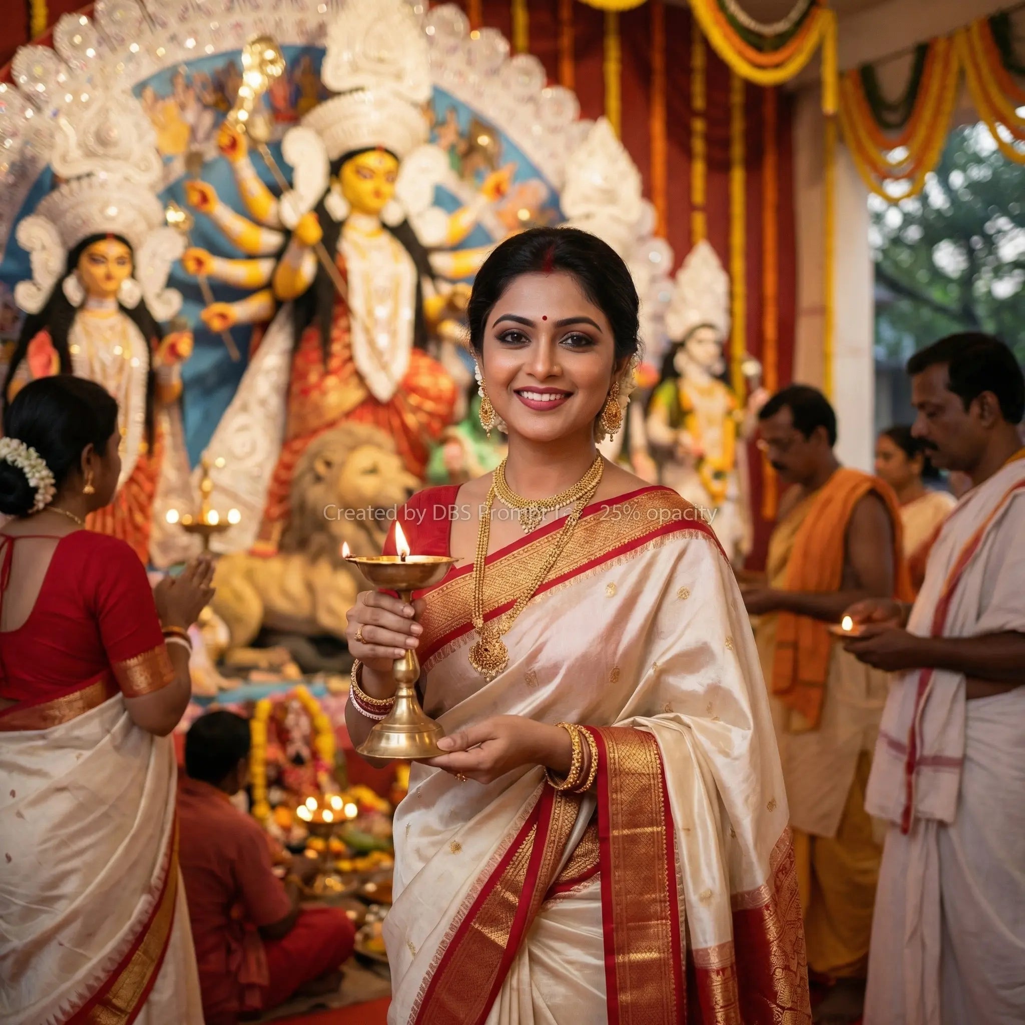 Bengali Woman Saree Gemini Prompt 2026 — Durga Puja