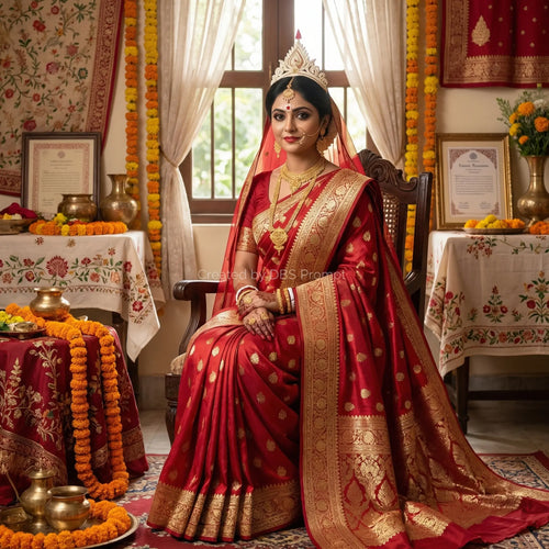 Bengali Bride Red Saree Gemini Prompt 2026 — Wedding