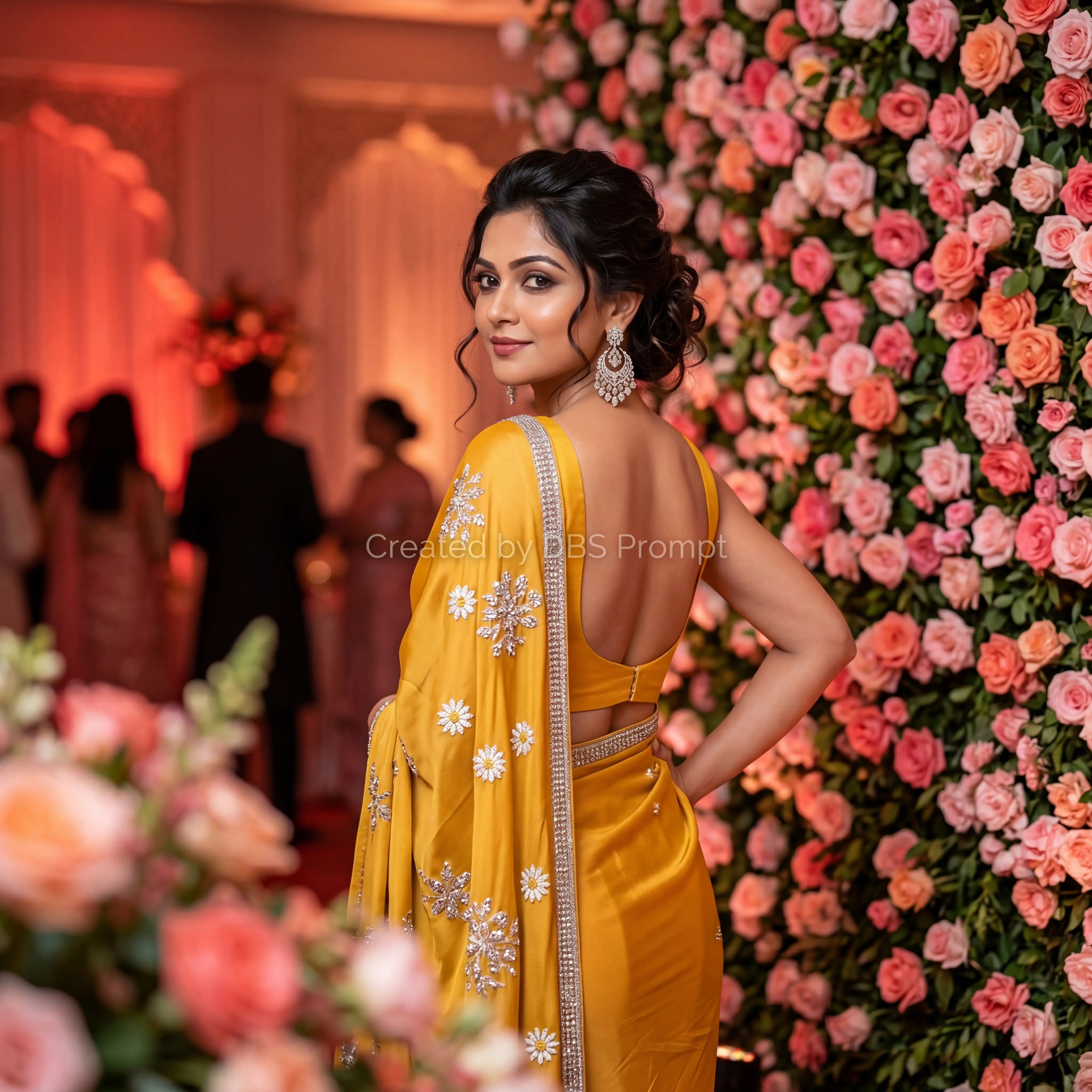 Bengali Woman Yellow Saree Gemini Prompt 2026 — Wedding Reception