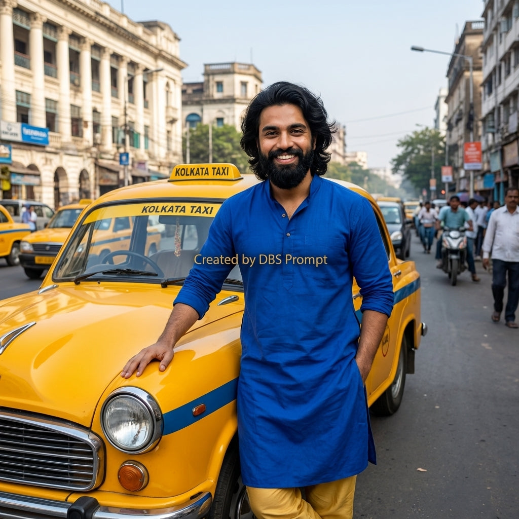 Bengali Man Yellow Taxi 8K Gemini Image Prompt 2026