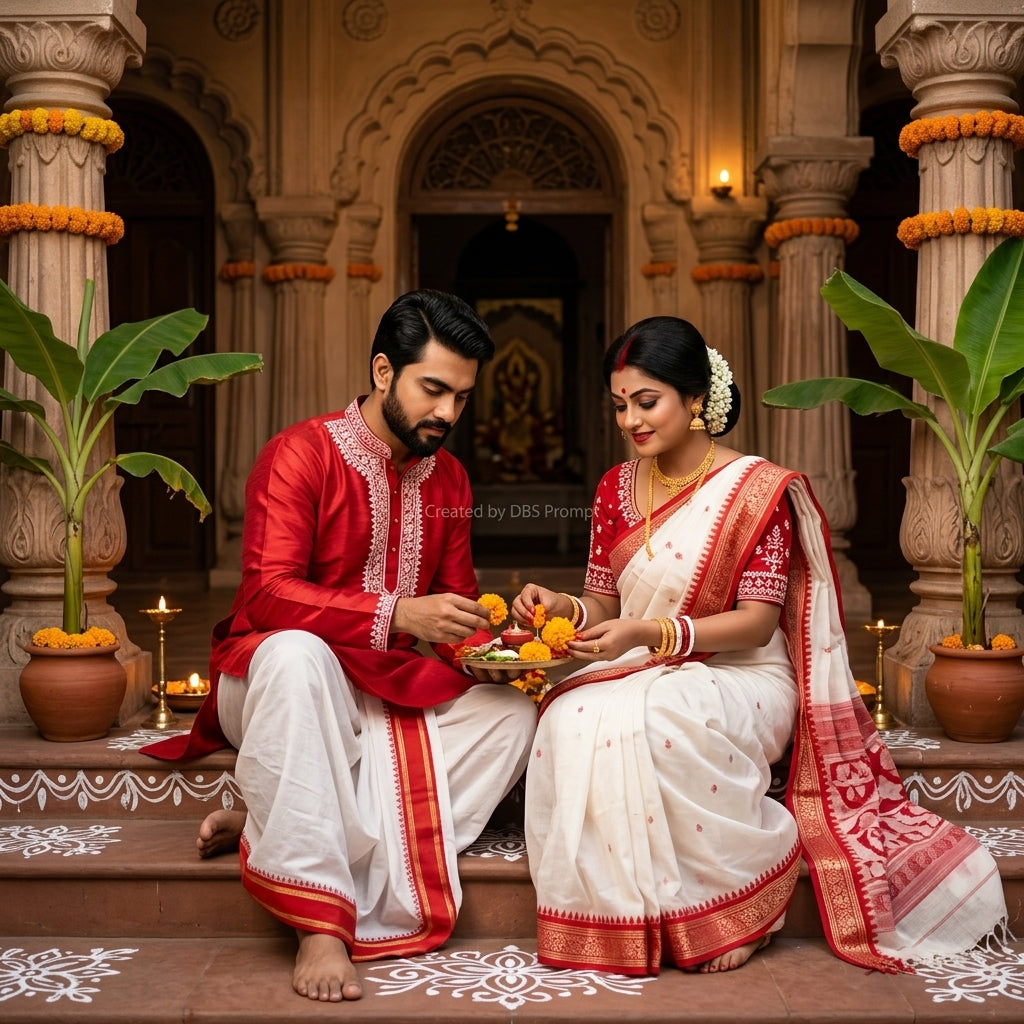 Bengali Couple Saree Puja Gemini Prompt 2026