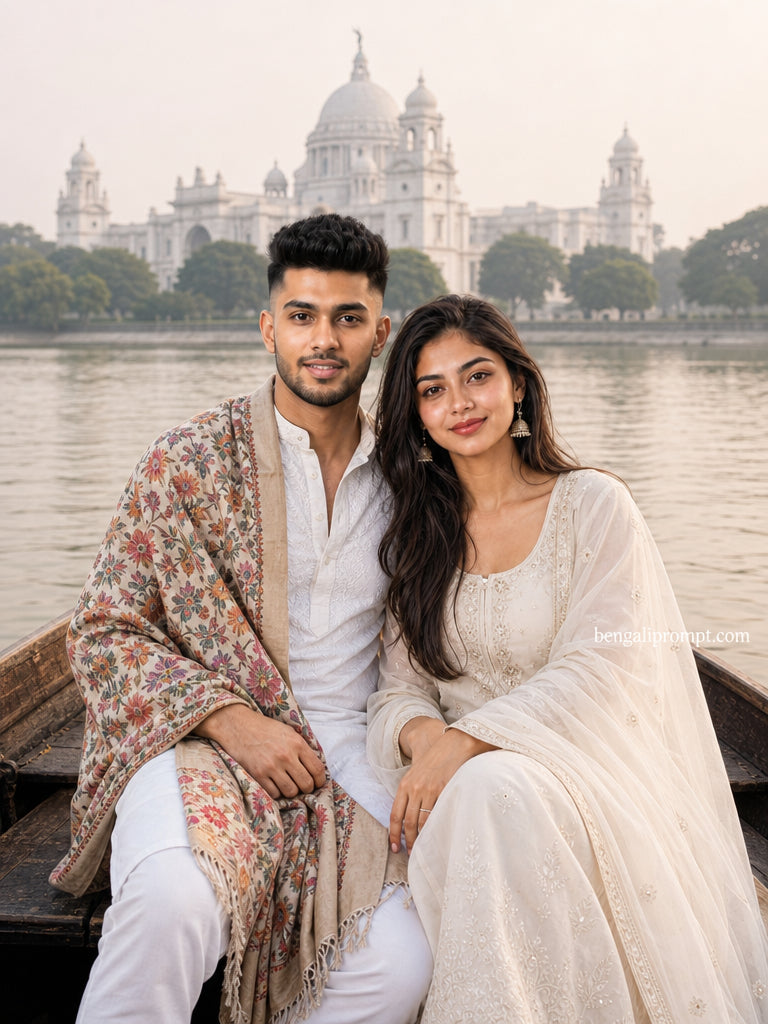 Couple Photo in Taj Mahal – couple sitting together on the bow of