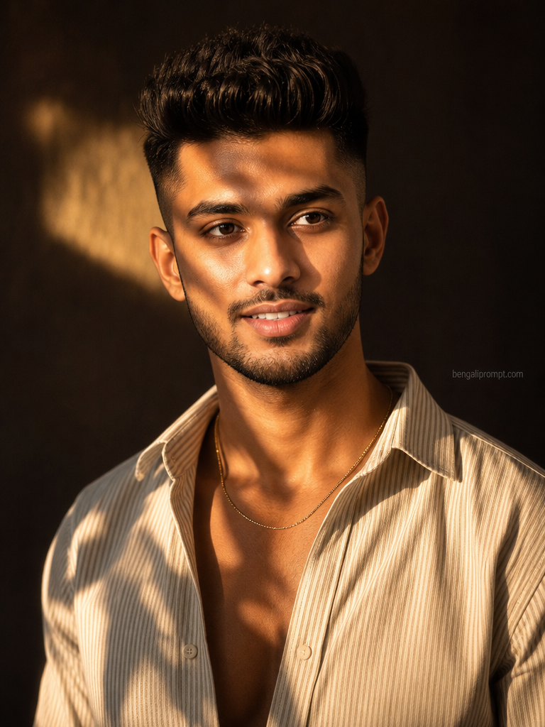 Intagram / Fb / Watsapp DP - Boys – Generate a striking golden-hour portrait with warm