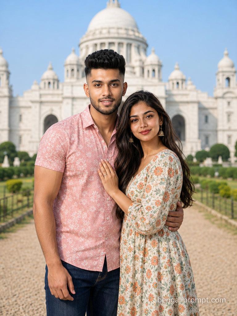 Couple Photo in Taj Mahal – couple standing close together in a warm
