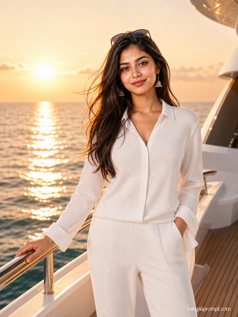 Luxury Lifestyle – woman standing on a yacht deck with