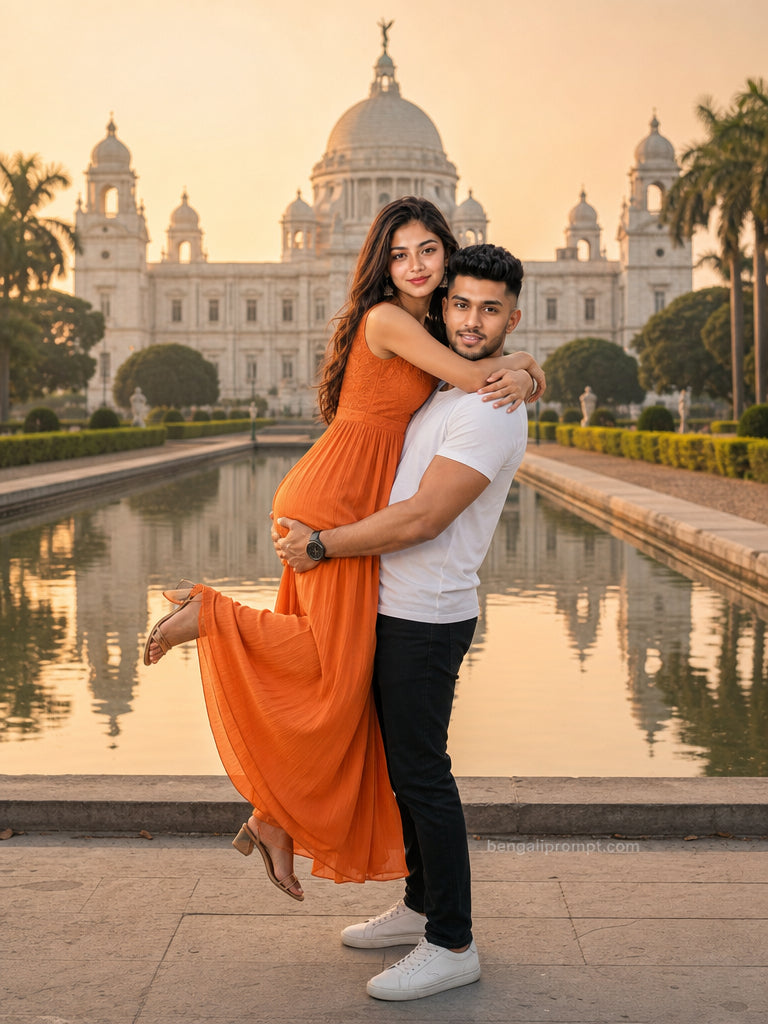 Couple Photo in Taj Mahal – couple posing romantically in front of the