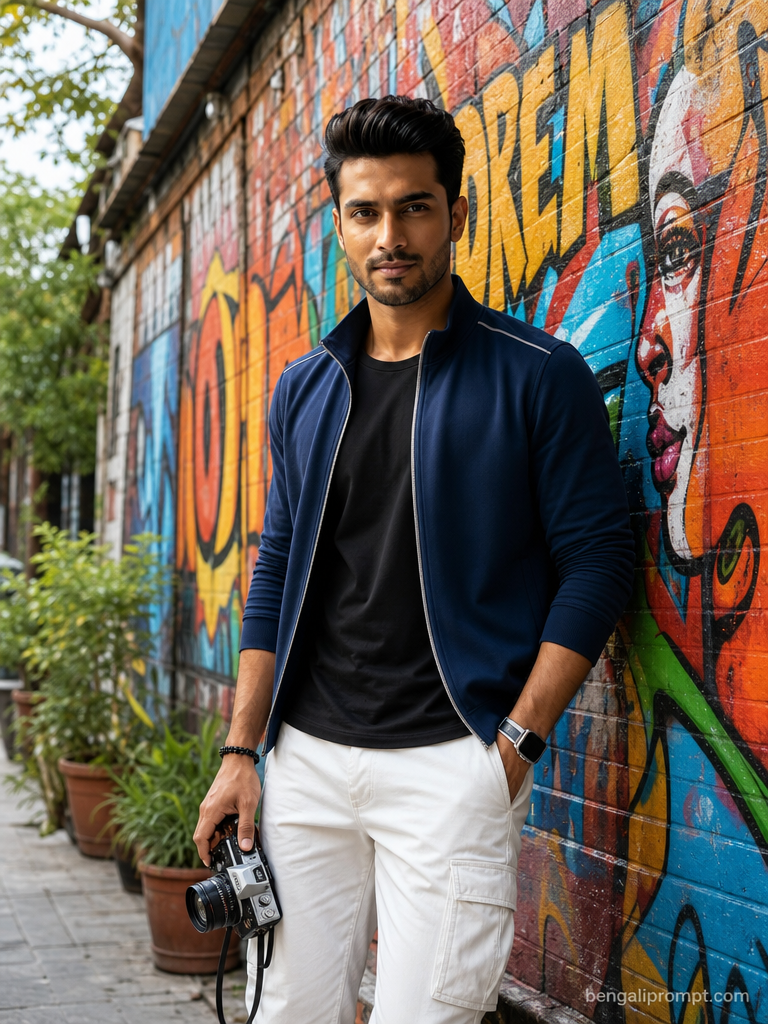 Trending ChatGPT Photo – stylish young South Asian man with dark 2