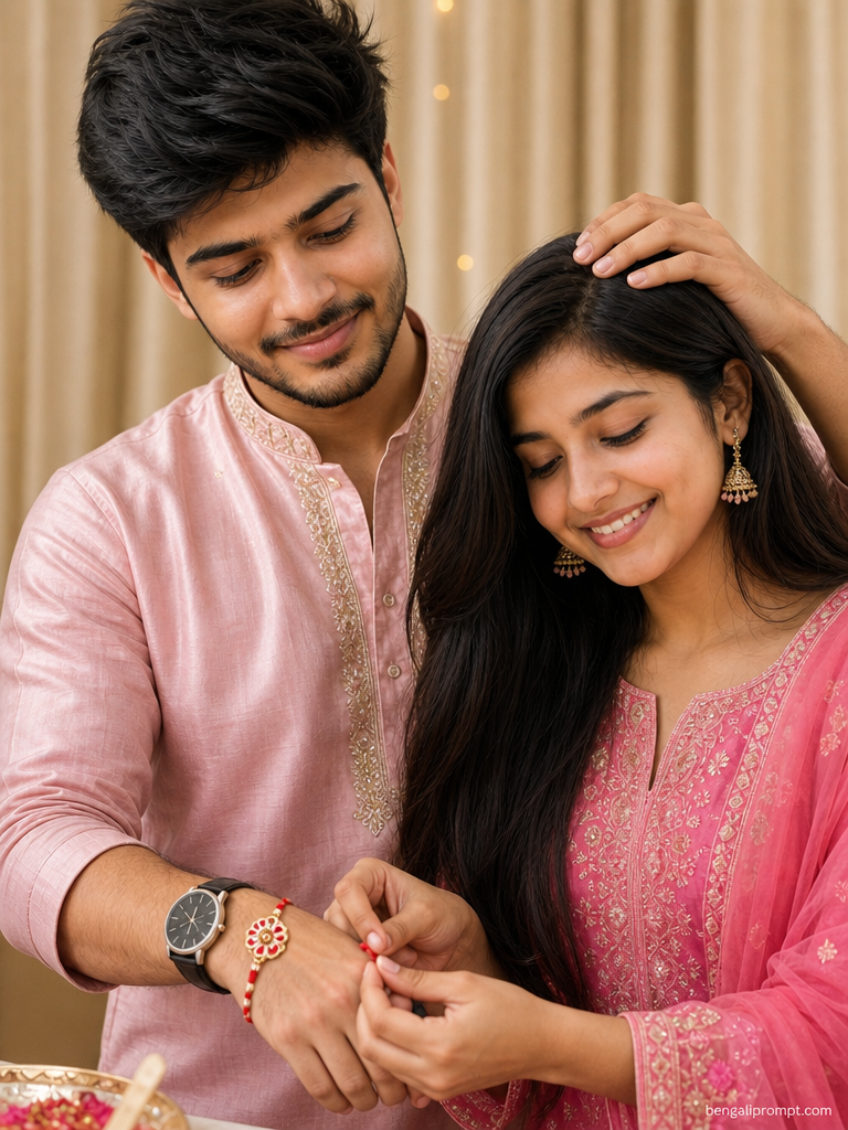 Raksha Bandhan – photorealistic portrait of BROTHER and SISTER