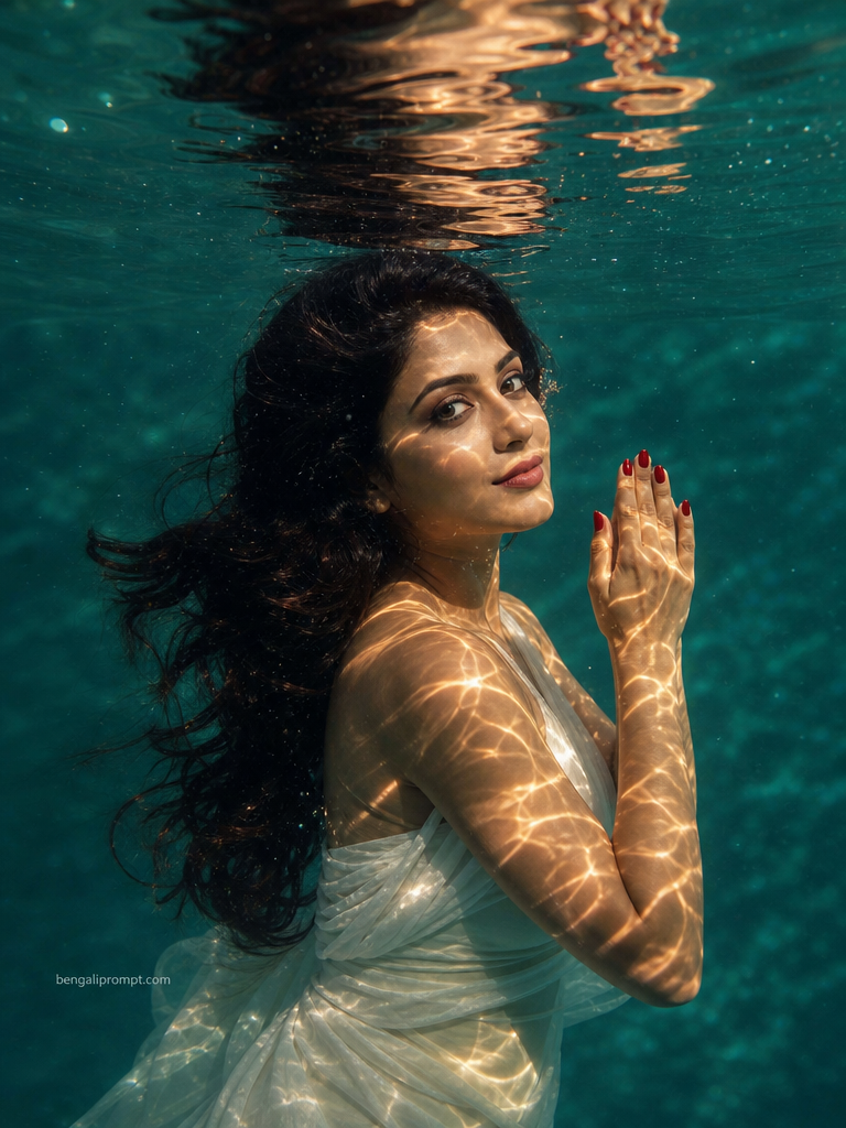 Underwater Pic - Women – woman with brown hair diving directly toward