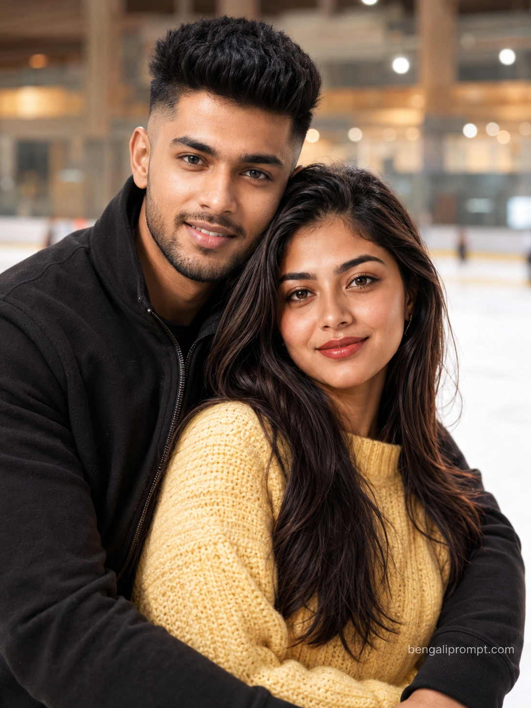 Romantic bengali couple image prompt black holding each others