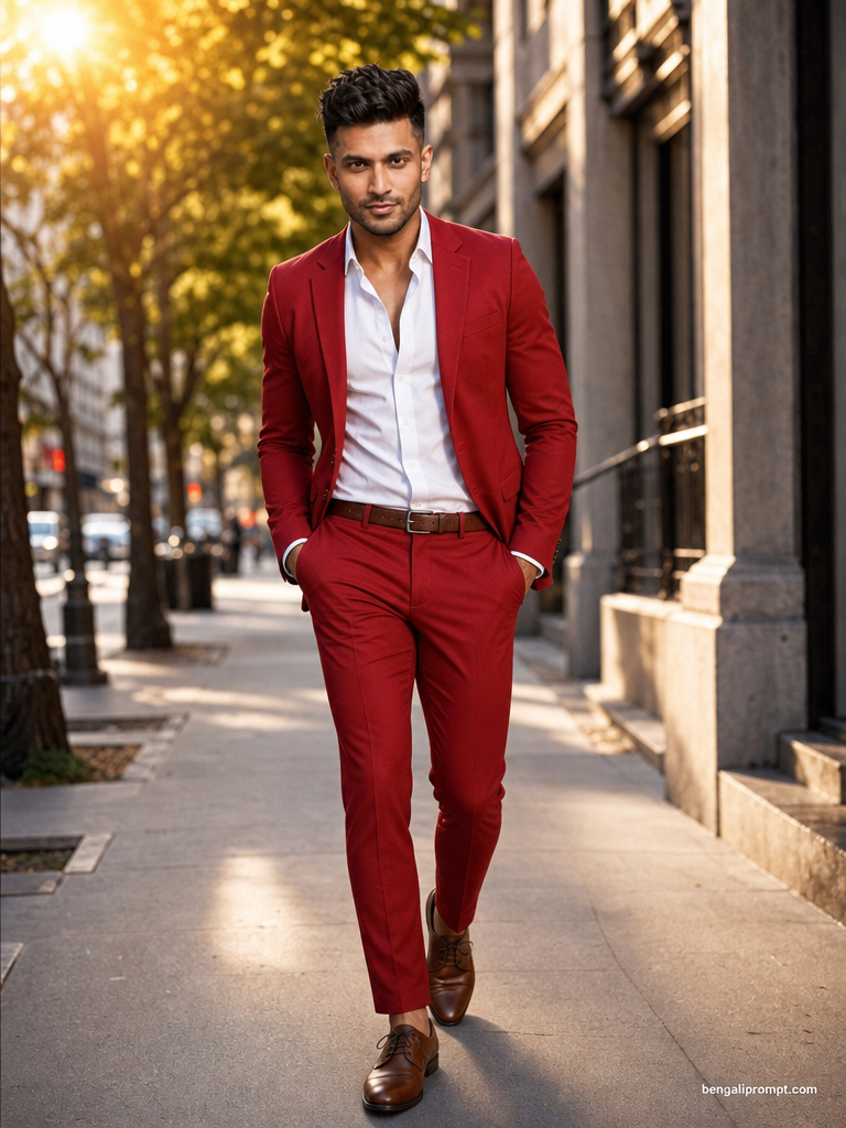 Boy in Suit – man walking on a sunlit city street
