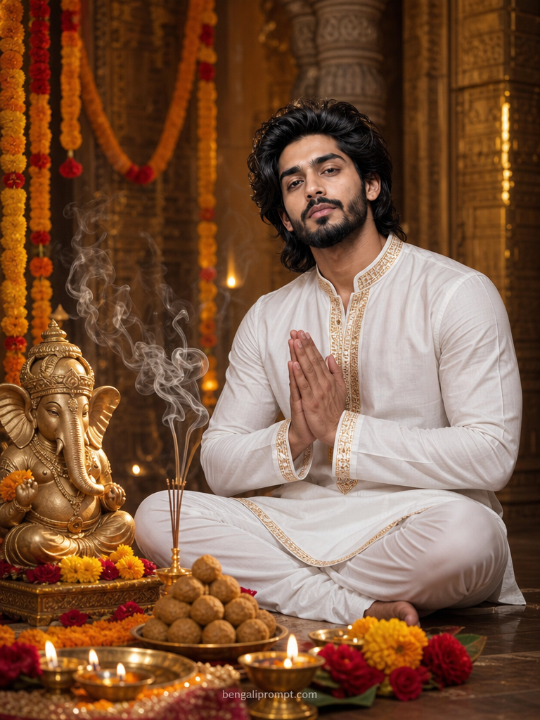 Ganesh Chaturthi – confident and stylish Indian man with medium