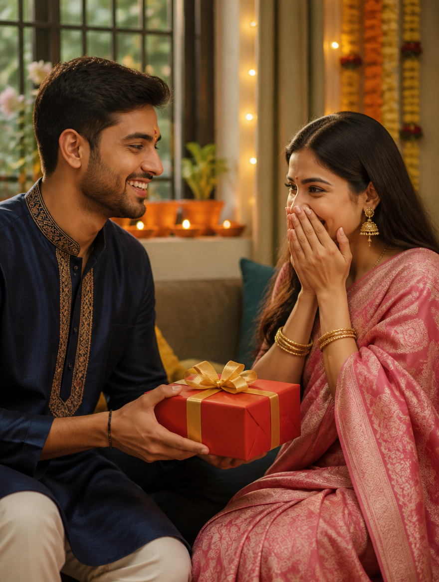 Bhai Phonta Gift Surprise Siblings – Bengali AI photo made with Gemini and ChatGPT prompt