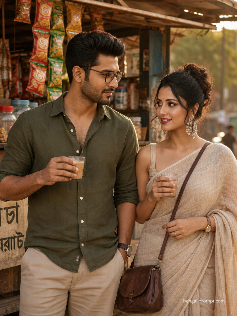 Best Retro Style Couple – tea while smiling at the woman
