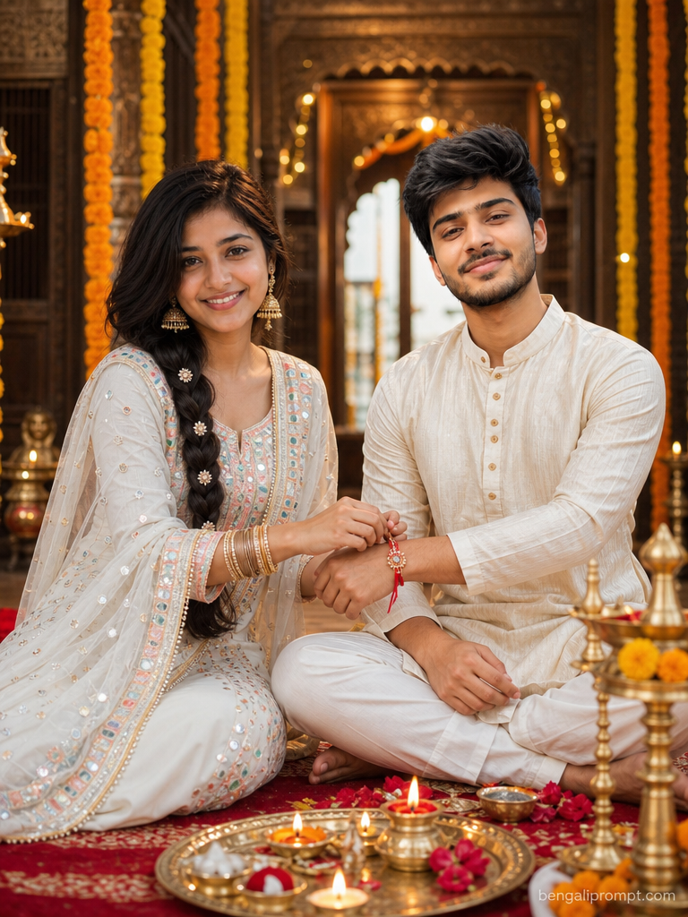 Raksha Bandhan – photorealistic portrait of SISTER and BROTHER 2