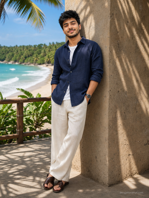 Beach Boys – stylish South Asian man with dark black