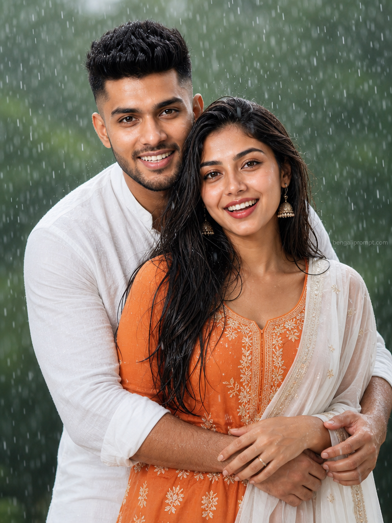Rain Romance ChatGPT – Create an intimate close-up couple photo with