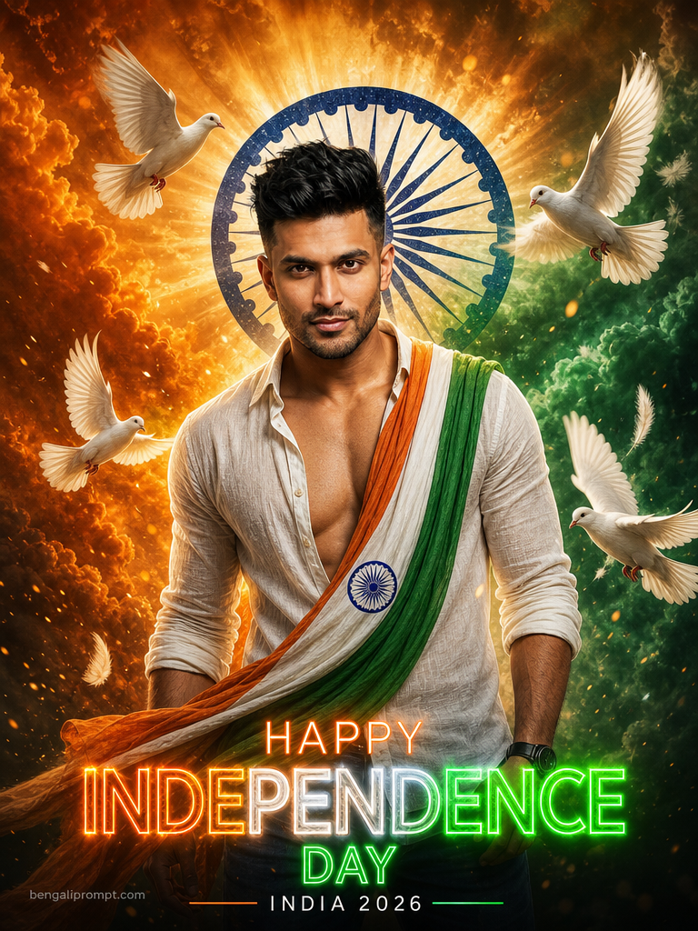 Independence day – Hyper-realistic cinematic movie poster of a young