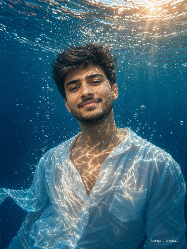 Underwater pic - Boys – young man with dark black hair floating