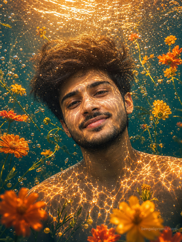 Underwater pic - Boys – young man with dark hair floating freely