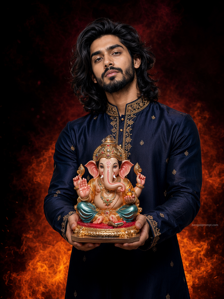 Ganesh Chaturthi – young Indian man with a short beard