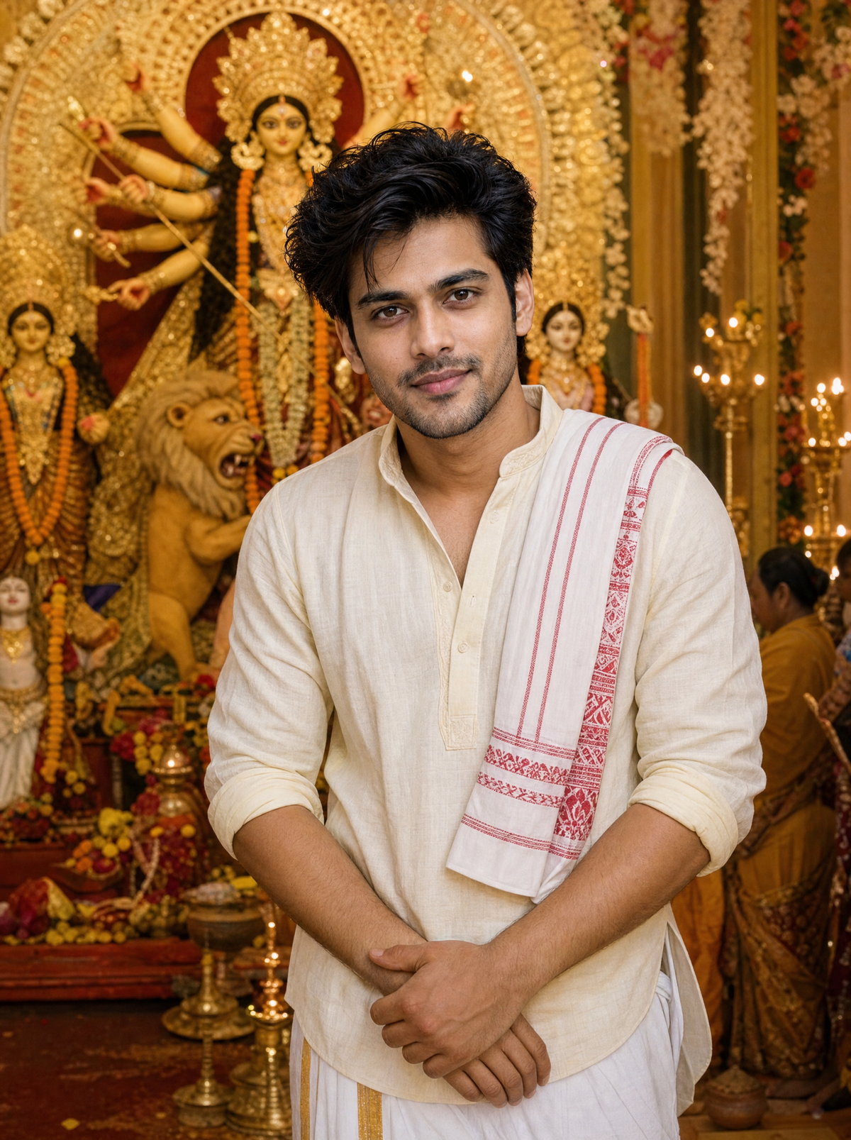 Durga Puja AI Photo Prompt - Bengali Boy: Classic Panjabi