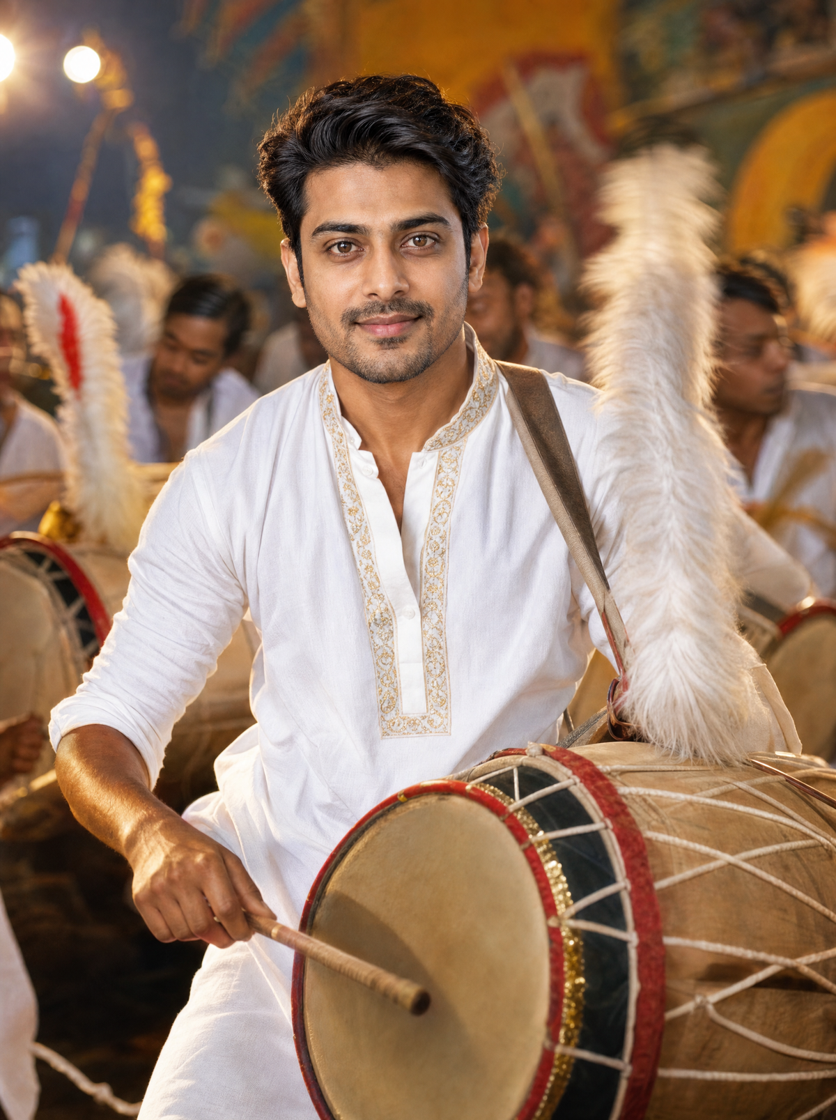 Durga Puja AI Photo Prompt - Bengali Boy: Dhak Drummer